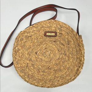 Woven Straw Crossbody Bag - Tan